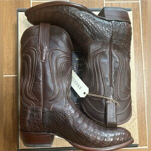 Tecovas Dillon Mahogany Caiman Boots (Size 10D) *NEW NEVER WORN